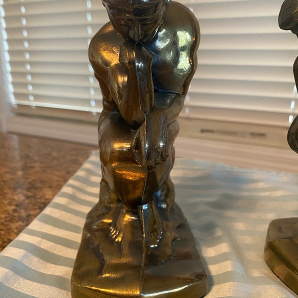 The Thinker brass book ends - Picture 4 of 8